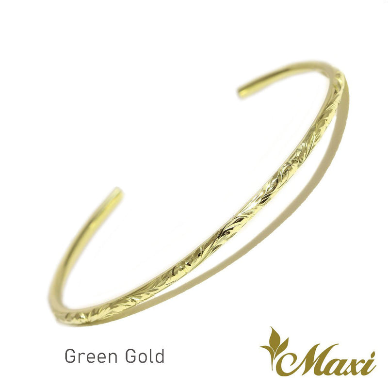 [14K Gold] 1.7mm Tube Open Bangle Bracelet *Made-to-order* (B0589)　14金　細めブレスレット　オープンバングル　　