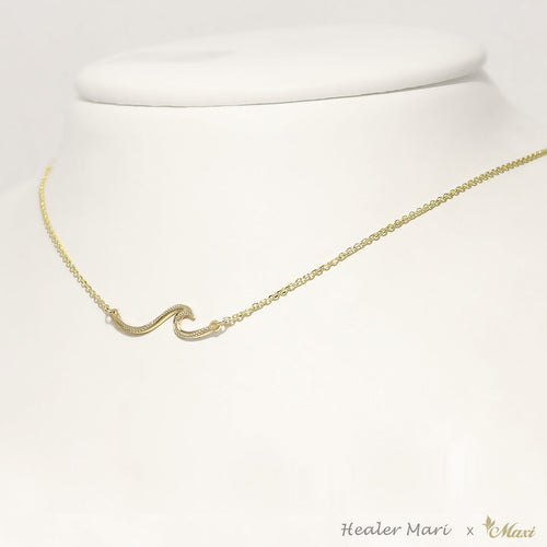 [14K Gold] Nalu Wave Dangle Stone Necklace *Made-to-order*(N-Nalu)Newest