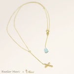 [14K Gold] Rosary Dangle Stone Necklace *Made-to-order*(N-Rosary)Newest