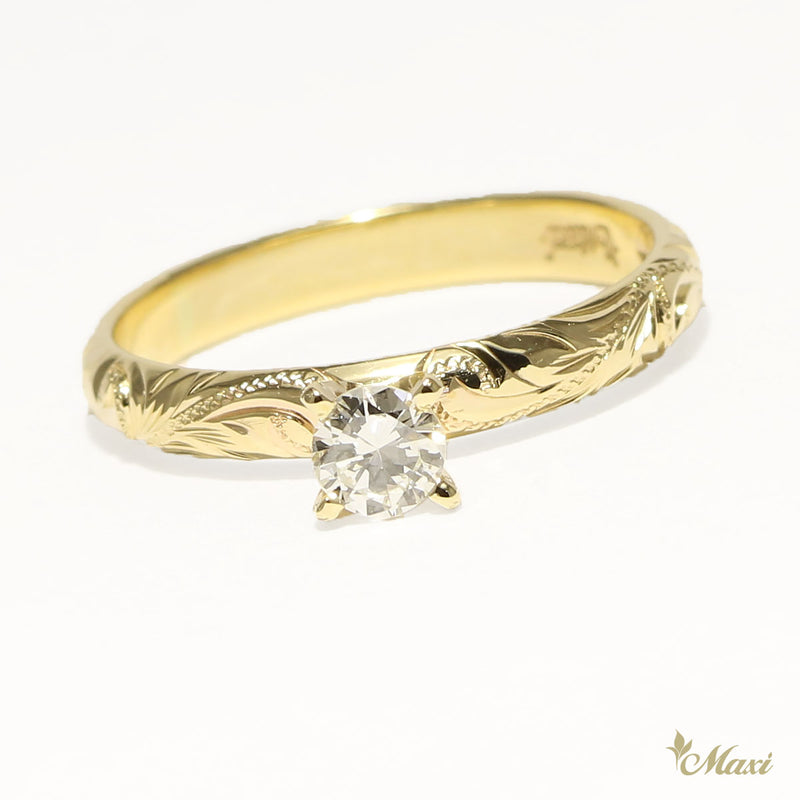 [14K/18K Gold] 0.26ct Diamond 3mm/Barrel Ring - Fashion/ Engagement *Made to order