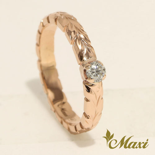 [14K/18K Gold][Platinum] 3mm Ring with Diamond-Fashion/Engagement/Custom [Made to Order]　14金　リング　ダイヤモンド　エンゲージメント　カスタムメイド