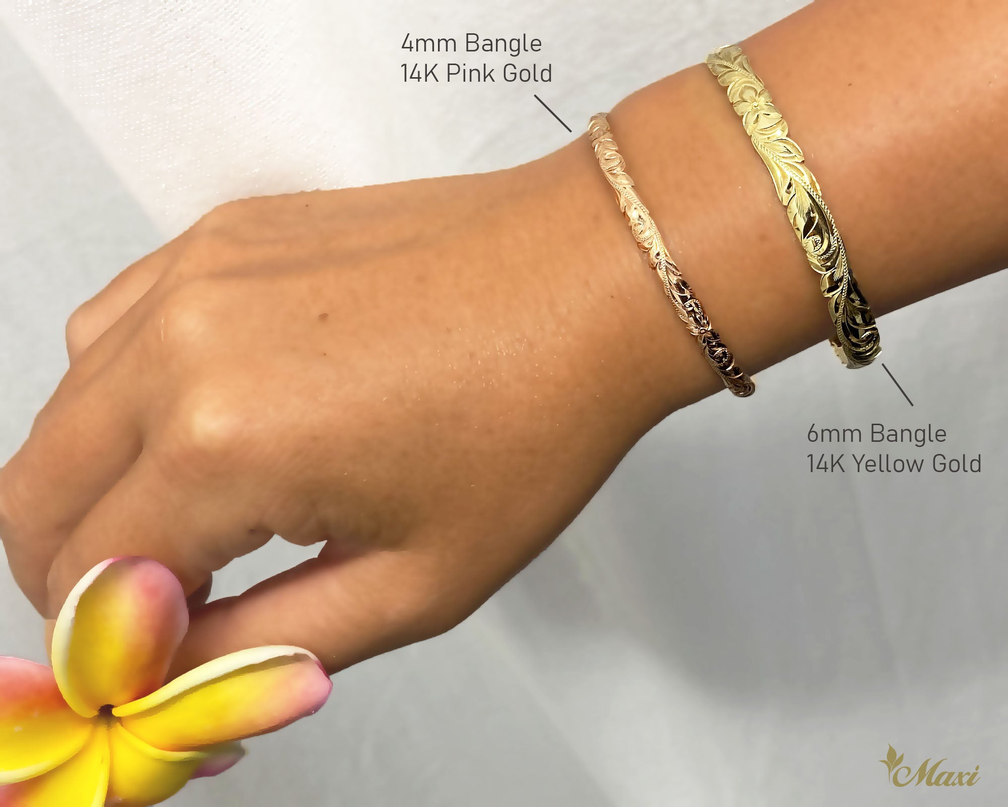 14K Gold] 6mm Open Bangle Bracelet/ Barrel *Made-to-order*TRDSP 14金 バ –  Maxi Hawaiian Jewelry マキシ ハワイアンジュエリー ハワイ本店