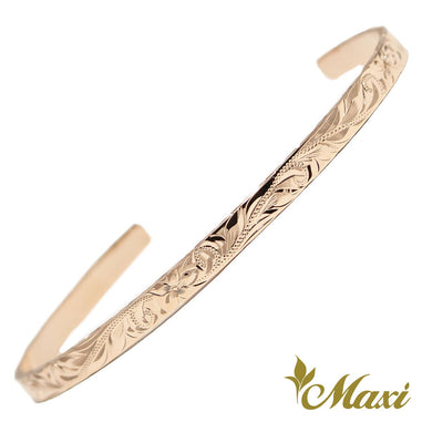 4mm Open Bangle Bracelet/ Flat [14K/18K Gold] – Maxi Hawaiian
