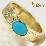 [14K Gold] 6mm*1.5mm with 6mm*8mm Turquoise Ring [Made to Order]