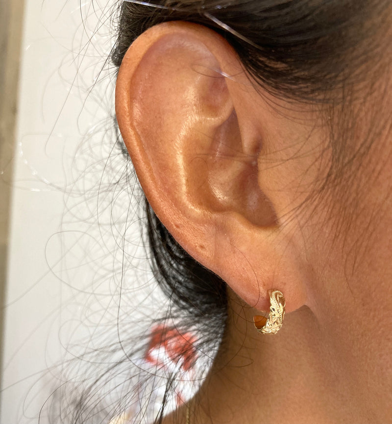 [14K Gold]4mm Width Scallop Edge Hoop Pierced Earring*Made-to-order* (E0208)