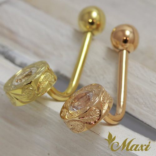 [14K Gold] Scroll Design Round Body Piercing*Made-to-Order*(A0250)