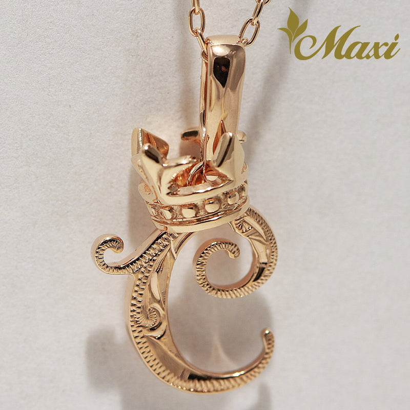 [14K Gold] Initial Pendant with Crown (P0428/A0111)*Made to order*