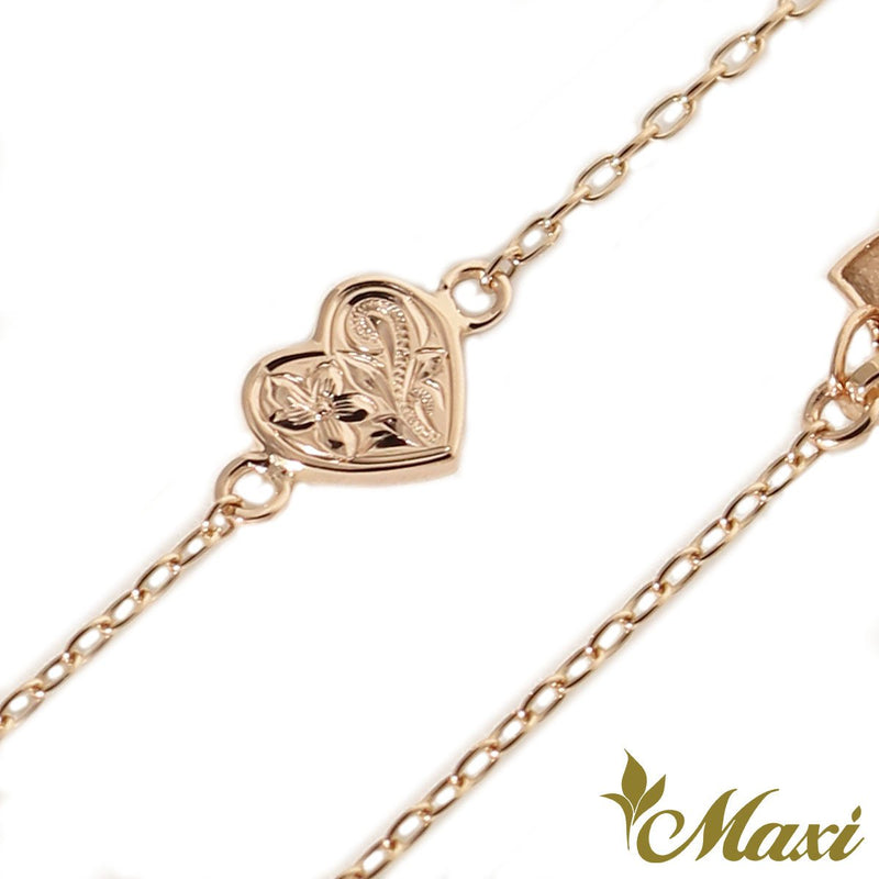 [14K Gold] Heart Charm Bracelet with Diamond(B0178)