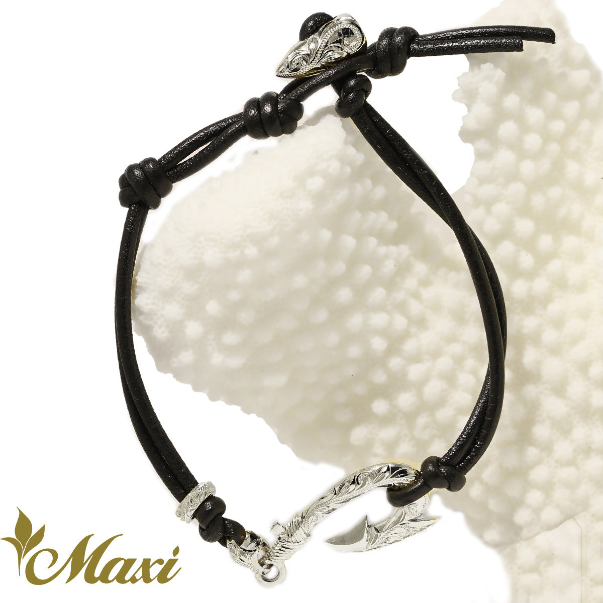 14K Gold] Fish Hook Leather Bracelet *Made to Order* (B0309) – Maxi  Hawaiian Jewelry マキシ ハワイアンジュエリー ハワイ本店
