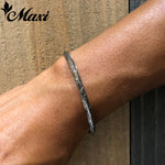[Black Chrome Silver 925] 4mm Angled Bangle Bracelet *Made-to-order* (B0472)