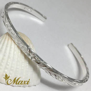 3mm Flat Bangle Bracelet -Old English Design [Silver 925] – Maxi