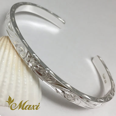 4mm Flat Bangle Bracelet-Old English Pattern [Silver 925] – Maxi