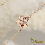 [14K Pink Gold] Hawaiian Plumeria Flower Anklet with Diamond (B0557)