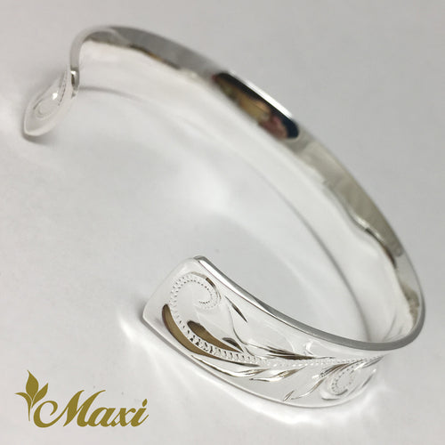 [Silver 925] 12mm Hawaiian traditional design Curl Inside Bangle Bracelet *Made to Order* (B0563)