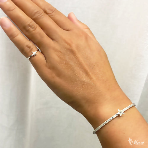 [Silver 925] Hawaiian Hoku Star Bangle Bracelet*Made-to-order* (B0587)