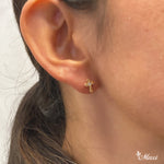 [14K Gold] Leaf Edge Cross Pierced Earring *Made-to-order* (E0150)