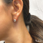 [14K Gold] Round Pierced Earring with Stone*Made-to-order* (E0026)