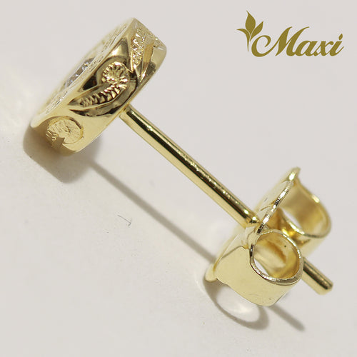[14K Gold] Round Pierced Earring with Diamond(E0082)