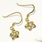 [14K Gold] Hawaiian Plumeria Flower Hook Pierced Earring *Made-to-order* (E0224 Hook)