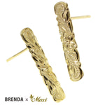 [14K Gold] Brenda x Maxi Scallop Edged Bar Pierced Earring *Made-to-order* (E0237)