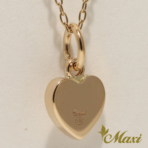 [14K Gold] Diamond Heart Pendant-Hand Engraved Traditional Hawaiian Design*Made-to-order* (H0023 Dia)