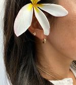 [14K Gold] Matte Plumeria Flower Pierced Earring with Diamond*Made-to-order*(E0215)