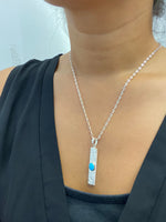 [Silver 925] 8mm x 39mm Turquoise Bar Pendant  *Made to Order*