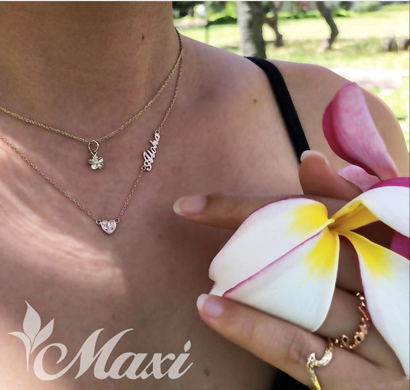 [14K Gold]Matte Plumeria Flower Pendant with Diamond*Made-to-order*(P E0215)
