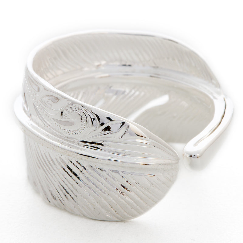 Silver 925 Wide Feather Ring
