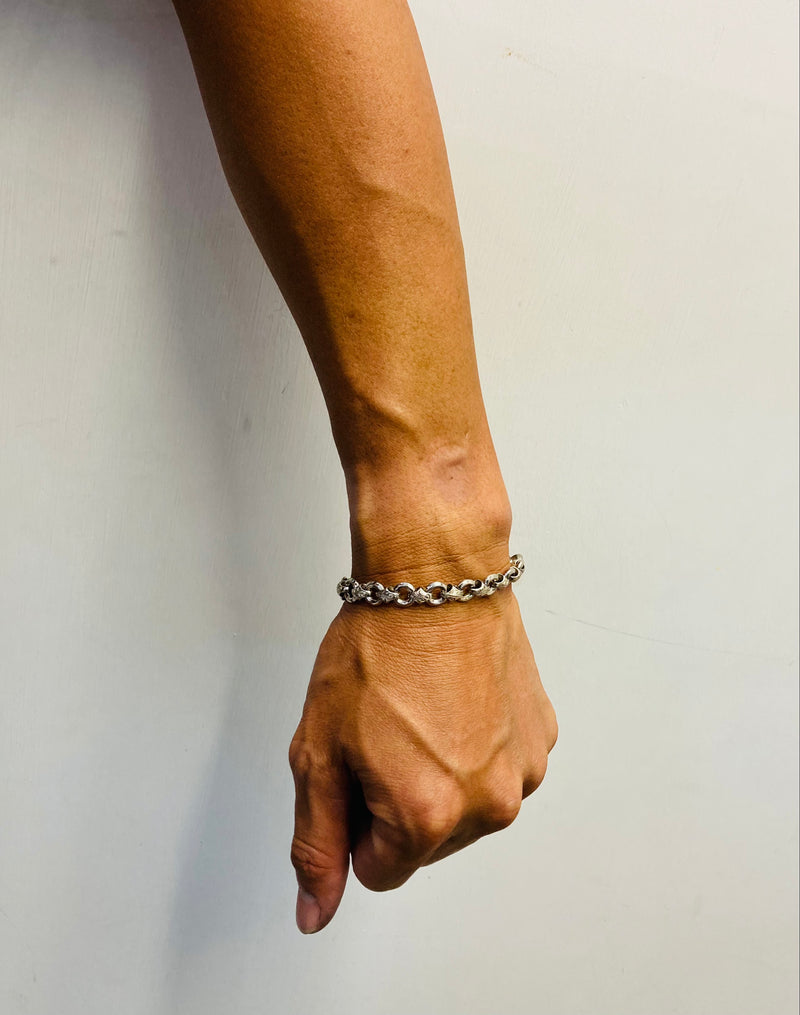 [Black Chrome Silver 925] Chain Bracelet (B0046)