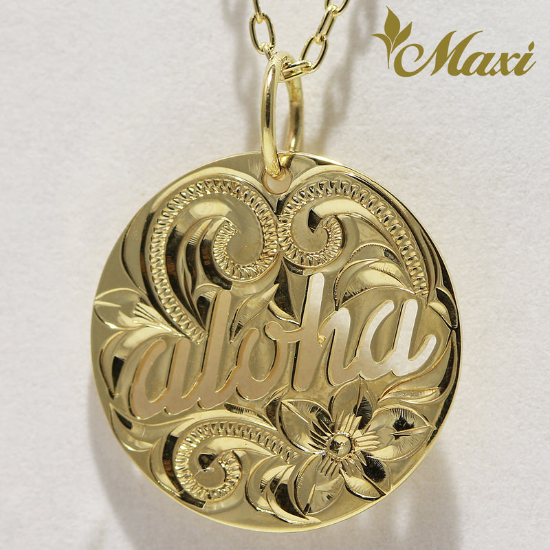 [14K Gold] Aloha Cut Out Round Pendant *Made-to-order*(KP0132)