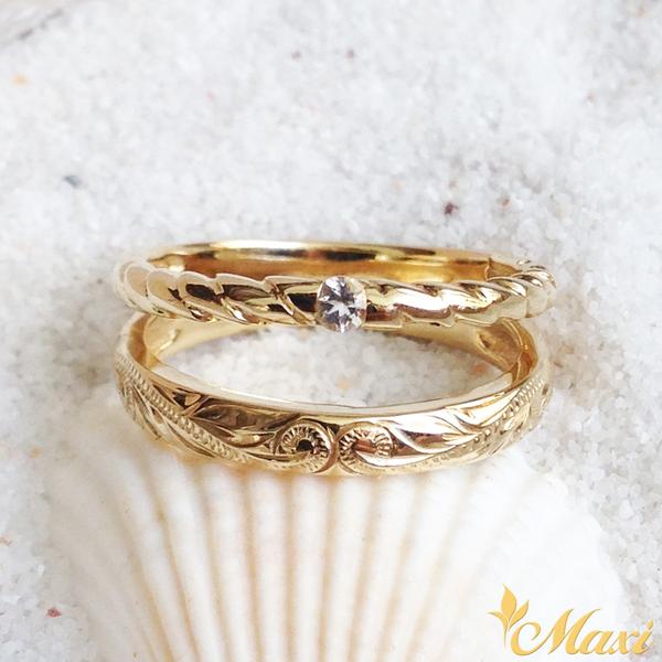 [14K/18K Gold] Twisted Open Ring with Round Stone [Made to Order] (R0141)