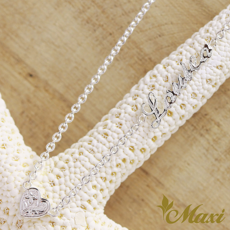 [Silver 925] Custom Letter Necklace with Heart*Made-to-order* (N0181)