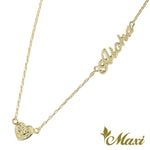 [14K Gold] Aloha/Love/Laulea Letter Necklace with Heart Charm*Made-to-order* (N0181)