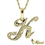 [14K Gold] Initial Pendant Large with Diamond *Made-to-order*(P0102 Dia)