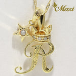 [14K Gold] Crown Initial Pendant with Star Charm Set (P0428, A0124, P0498) [Made to Order]