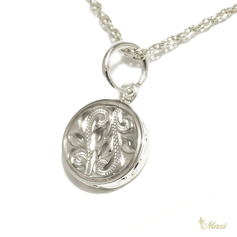 [Silver 925] PoePoe Round Pendant Small-Hand Engraved Traditional Hawaiian Design (P0901)