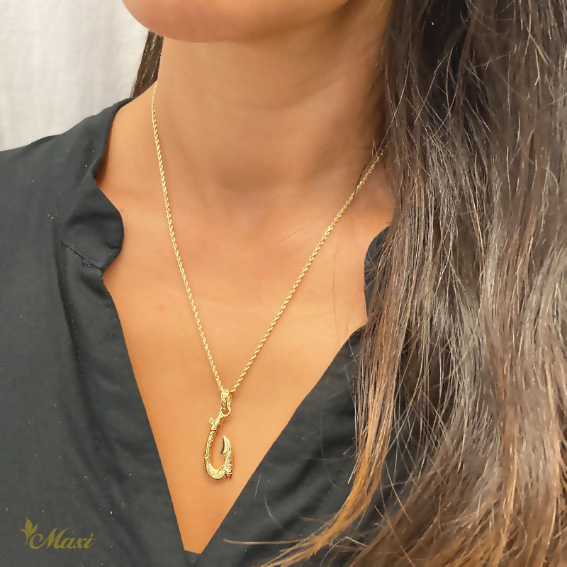 14K Gold] Fish Hook Pendant Small (P0925) – Maxi Hawaiian Jewelry マキシ  ハワイアンジュエリー ハワイ本店