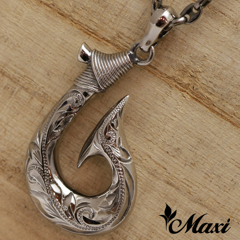Black Chrome Silver 925] Hawaiian Fishhook Pendant /Round/Hand Engrav –  Maxi Hawaiian Jewelry マキシ ハワイアンジュエリー ハワイ本店