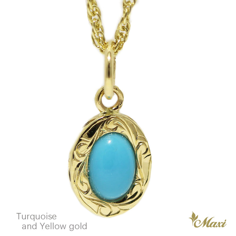 [14K Gold] Turquoise Pendant-Small 11mm x 9mm*Made-to-order*(P1260)