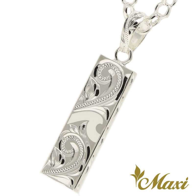 [Silver 925]Bar Pendant-Wave-Enamel with Engraving (P1279-A)*Mede-to order*