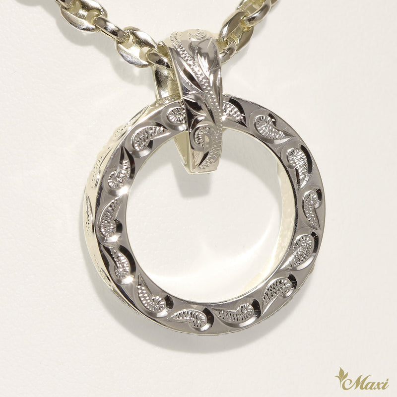 [Silver 925] Circle Pendant Large-Hand Engraved Scroll Design (P0128)
