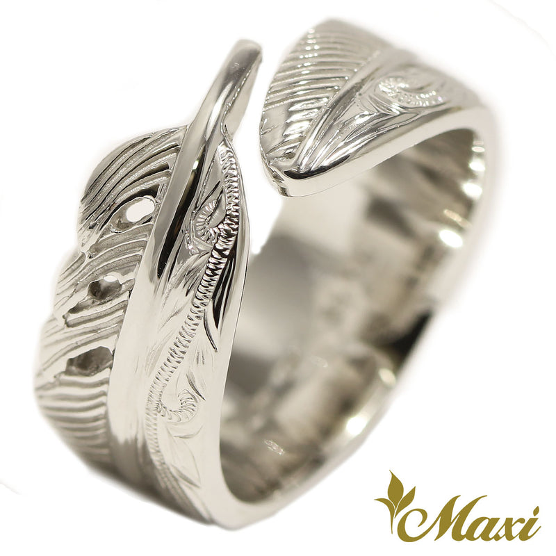 [14K Gold] Feather Ring with Black Diamond (R0367Dia) Made to Order