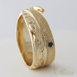 [14K Gold] Feather Ring with Black Diamond (R0367Dia) Made to Order