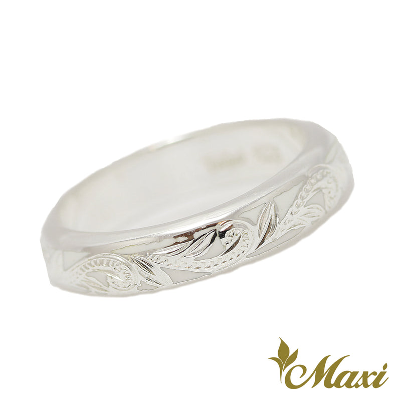 [Silver 925] White Enamel 4mm Ring *Made to order*(R0438)