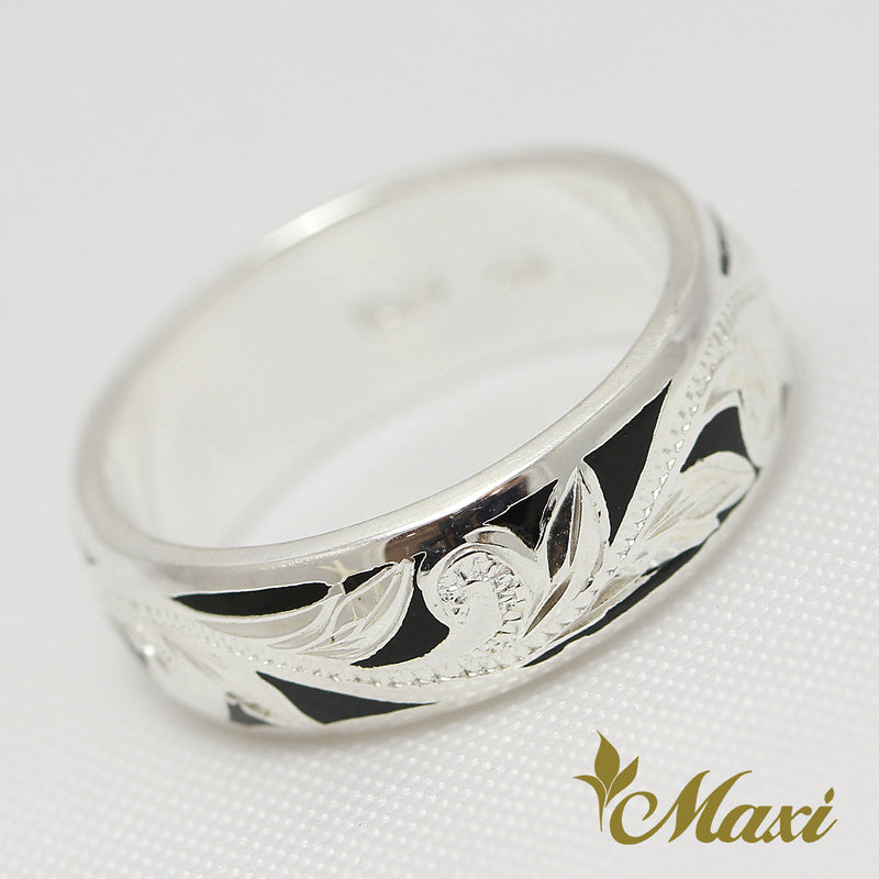 [Silver 925] Black Enamel Ring Large 6mm (R0439) [Made to Order]