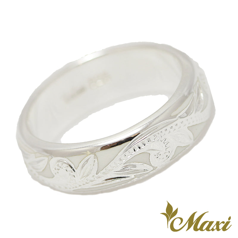 [Silver 925] White Enamel 6mm Ring [Made to order] (R0439)