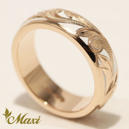 [14K Gold] White Enamel 6mm Ring [Made to Order] (R0439)