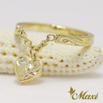 [14K Gold] Heart Swing Pinky Ring with Diamond [Made to Order] (R0444)
