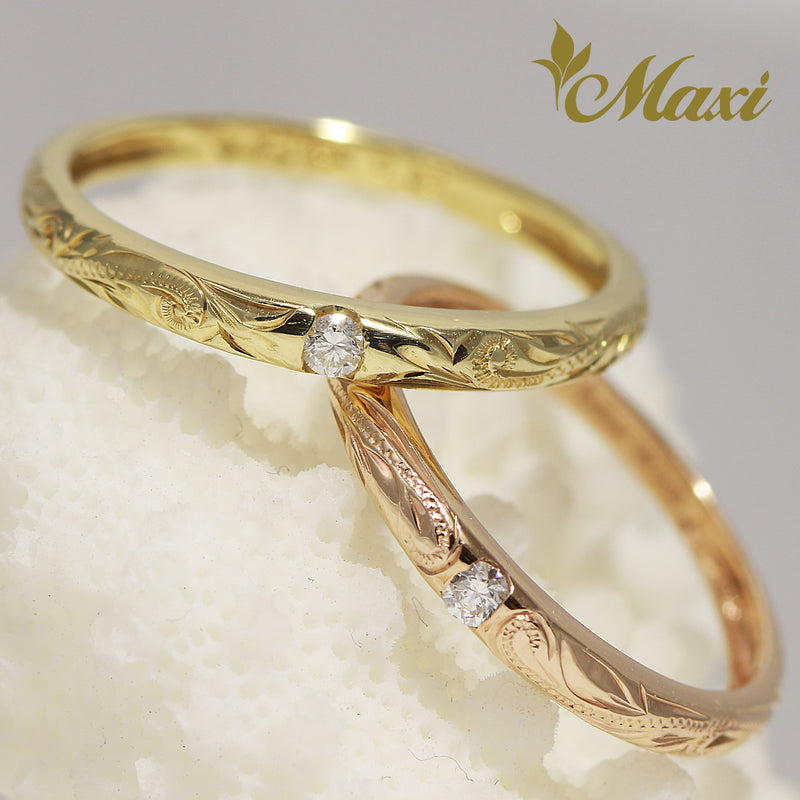 [14K Gold] Single Diamond 2mm Ring [Made to Order] (R0594)